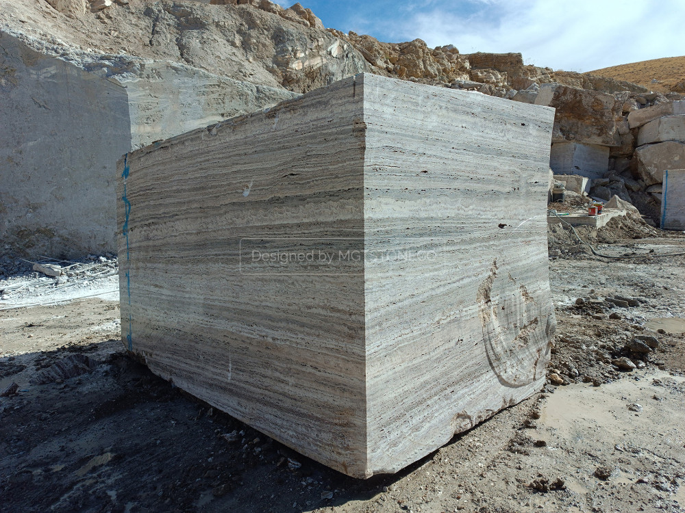 Marjan Silver Travertine Block